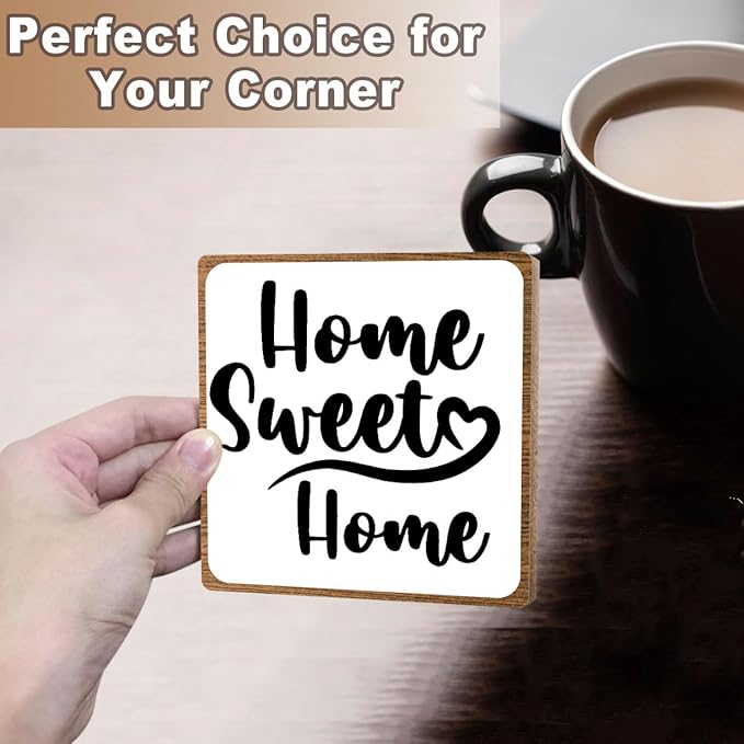 Toerifer Funny Home Decor, Home Sweet Home Sign, Cute Home Gifts for Women Men, Housewarming Gifts for Family, Wooden Plaque for Living Room, Home, Desk Cubicles