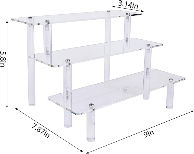 Acrylic Display Risers,Clear Risers Perfume Organizer Stand, 3 Tiered Cupcake Shelf Stand Holder,9 Inch,DIY