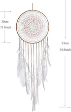 Big Dream Catchers for Wall with White Feather, Large 12 Inch Diameter Dream Catcher for Room Ceiling Wall Window Corridor Balcony Decor