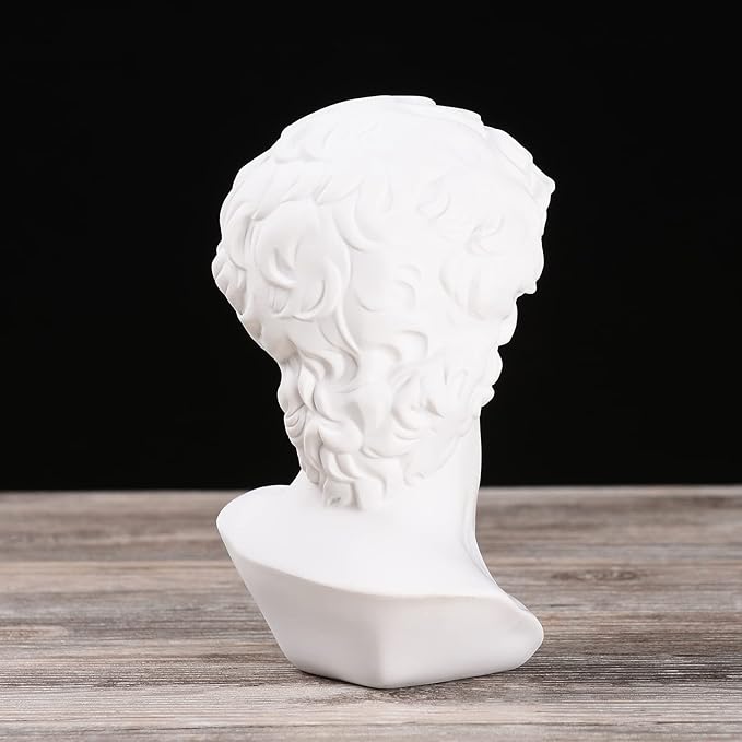 BRABUD Greek Mask David Man Bust Statue Resin White Gold Classic Roman Sculpture Modern Art Home Office Study Room Bookshelf Decor Collectible Gift TQGJBS342