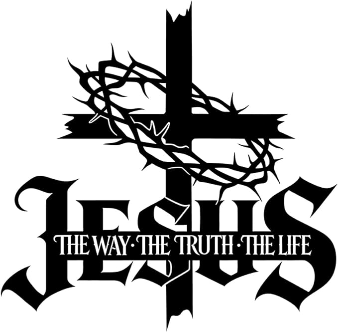 Jesus Wall Art Cross Wall Decor with Crown of Thorns - Metal Christian Wall Art "The Way The Truth The Life" Sign, Black Iron Religious Wall Art & Christian Wall Decor for Home Living Room Church(15.7"L x 15.2"W)