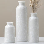 Modern Ceramic Vase Set of 3, White Crystalline Glaze Colors, Decorative Bottles for Home, Farmhouse Rustic Decor Housewarming Gifts, Wedding Gifts, Birthday Gifts for Women(Crystalline Glaze White)