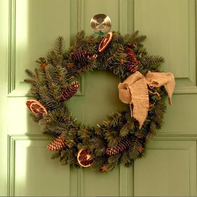 Wreath-Hanger, Strong Stainless Steel Suction-Cup-Wreath-Hooks, 3 Pack Wreath-Door-Hanger Fall Halloween Christmas Decorations, Welcome Sign for Front Door Indoor Outdoor (3 Gold, 3)