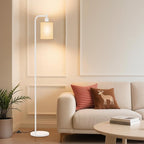 SIBRILLE Floor Lamp with Linen Shade, Dimmable Tall Standing Lamp with Remote Control & 3 Color Temperatures, Modern Floor Lamps for Living Room Bedroom Office Corner, 9W LED Bulb Included