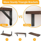 YGEOMER Brown Floating Shelves for Wall, 16.5 Inch Farmhouse Wall Shelves for Bedroom, Bathroom Storage, Living Room and Kitchen Decor (Set of 6 Brown)