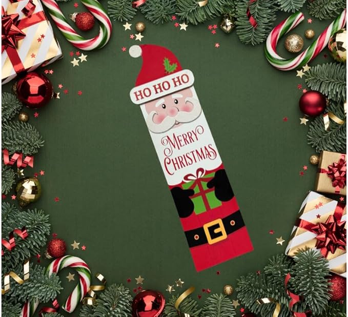 Christmas Wooden Vertical Hanging Wall Signs 2-pack Snowman Christmas Front Door/Wall Decor Santa Farmhouse Sign 23.5 x 7 x 3.5 Christmas Hanging Decoration