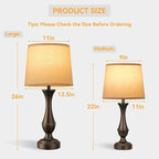 Seealle Upgraded Touch Lamps for Night Stands Set of 2 - Bedside Lamps with USB C+A, 3 Way Dimmable for Bedroom Living Room End Tables Office (Tall Oat&Brown)