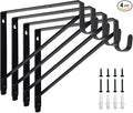 4 Pack Heavy Duty Closet Shelf & Rod Brackets,Closet Rod Bracket,Shelf Brackets Clothes,Closet Shelves Bracket with Rod Shelving Support,with Screws Black