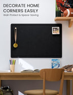 Fluxynara Bulletin Board,35.4" x 23.6" Cork Board Alternative with 12 Safe Removable Adhesive Tabs, Foldable Felt Pin Board for Home Office, Classroom, Bedroom,Entryway for Walls—Navy Blue