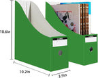 Limitliho Cardboard Magazine Holder (24 Pack), Sturdy Book Bins for Classroom, Vertical File Folder Organizer, 10.6'' 10.2'' 3.5'' Inch Magazine Rack (Green, 24 Pack)