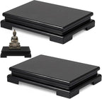 Chunful 2 Pcs Rectangle Wooden Display Stand Wood Vase Display Base Black Pedestal Stand Rectangle Vase Riser for Vases Teapot Trophy Collectibles Aquarium Lamp Home Decoration(10.2 x 8.9 x 1.8 Inch)