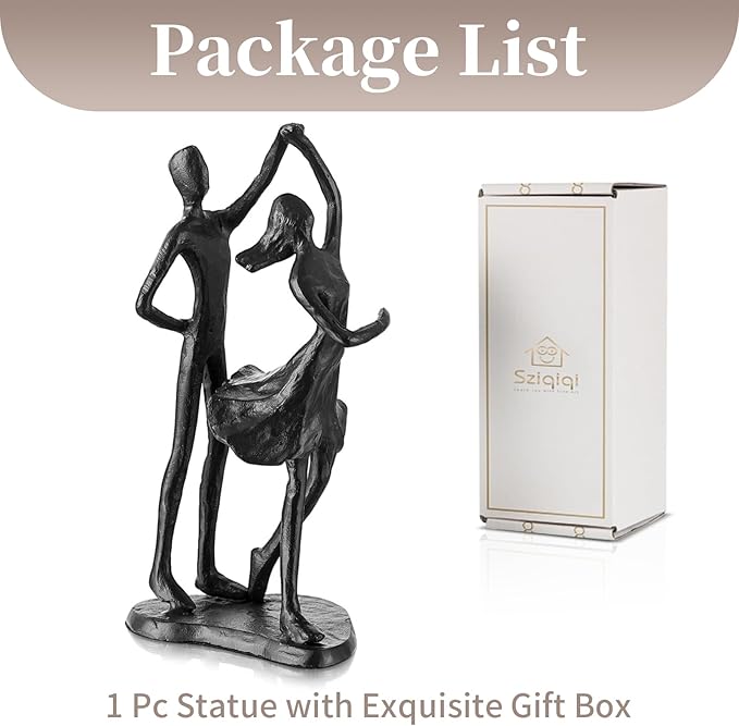 Sziqiqi Anniversary Wedding Gifts for Couple: 6th Anniversary Iron Gifts for Him Her Women Couples - 6 Year Wedding Gift for Christmas Valentines Birthday - Couple Dancing Figurines