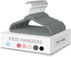 BAGAIL 50 Pack Kids Velvet Hangers 14 Inches Children's Clothes Hangers Non-Slip Baby Hangers for Infant/Toddler (Grey)