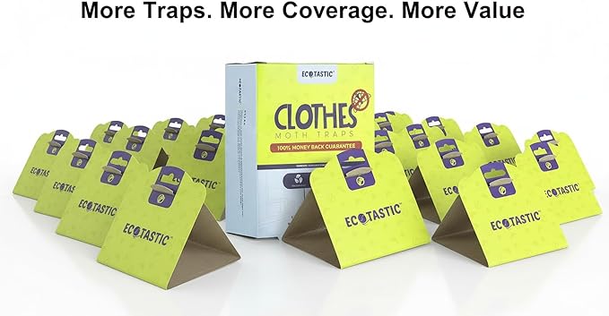 Clothes Moth Traps – 11 Pack | Extra Strength Pheromone Sticky Traps for Clothes, Closets, Wardrobes & Carpet | Case-Making & Webbing Moths | Non-Toxic, Foldable, Family-Safe