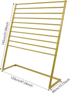 10 Tier Metal Scarf Organizer Holder, Freestanding Scarf Rack, Scarf Holder Organizer for Commercial Clothing Retail Store Towel Rack Ties Belt Pants Hanging (Gold, 47.24 * 15.75 * 57.09in)