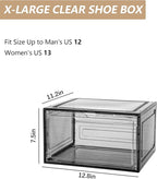 Clear Shoe Box Plastic Stackable Upgraded 6 Pack Shoe Storage Box Organizer with Clear Large Magnetic Door for Display Sneakers Easy Assembly, White