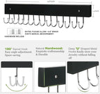 Necklace Holder Wall Mounted Jewelry Organizer - 2 Pack Wooden with 28 Hooks, Hanging Earring & Ring Bracelet Storage, Decorative Space-Saving Jewelry Display (Black)
