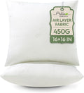 Ashler Throw Pillow Inserts- 16x16 Pillow Inserts with Air Layer, Premium Bed and Couch Pillows - Indoor Decorative Throw Pillow, Square Cushion Sham Stuffer, Pack of 2, White