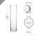 WGVI Quality Thick Weighted Tall Clear Cylinder Glass Vases, 4" W x 16" H, Flower Arrangement Floating Candle Holders Wedding Centerpieces Event Floral Container Home Decor, Bulk Wholesale, 12 Pcs