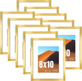 LaVie Home 8x10 Picture Frame Gold Set of 10, Display 5x7 with Mat or 8 x 10 Without Mat Picture, Photo Frame Collage for Wall Gallery or Table Deco, Hanging or Tabletop Display