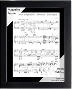 Creative Picture Frames 9 x 12 Magazine Frame with Full-Strength Glass, Holds Up To A 1/4" Thick Media with Installed Hangers for Easy Mounting, 11x14 Black Frame with Black Mat