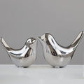 FANTESTICRYAN Small Birds Statues Gold Home Decor Modern Style Figurine Decorative Ornaments for Living Room, Bedroom, Office Desktop, Cabinets (M&L, Silver)