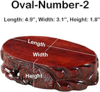 GOLDY&WENDY Solid Wood Carved Stone Buddha Statue Ornament Base Teapot Vase Bonsai Fish Tank Oval Display Stand Pedestal