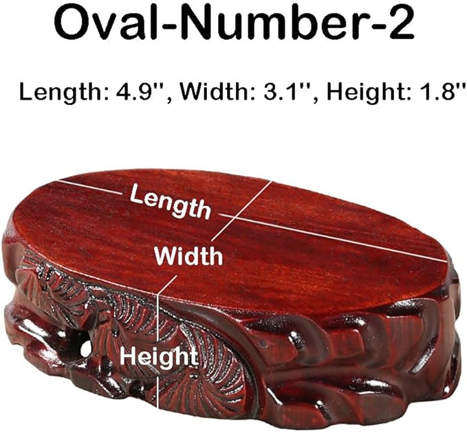 GOLDY&WENDY Solid Wood Carved Stone Buddha Statue Ornament Base Teapot Vase Bonsai Fish Tank Oval Display Stand Pedestal