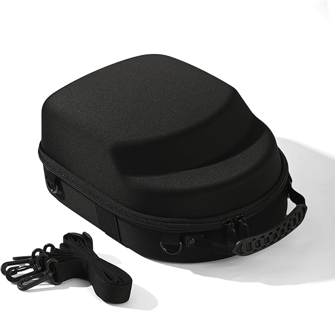 Black hard hat box baseball cap storage box with handle and adjustable shoulder strap suitable for travel and home storage