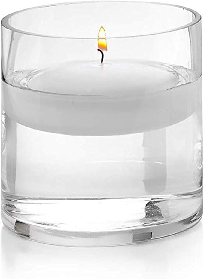 WGVI WGV Cylinder Vase Bulk, 4" W x 4" H, Floral Container, Glass Candle Holder Centerpiece Planter Terrarium for Wedding Party Event, Home Office Decor, Clear, 6 Pieces