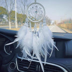 Dream Catcher for car,car Decorations for Women,Feather Dream Catcher Crystal Charm Bling Deco Accessories Hanging Ornaments,Christmas Hanging,Xmas Gift for Girl (White)