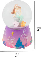 Elanze Designs Mermaid and Fish on Lilac Wind Up Musical 80MM Sturdy Glitter Water Snow Globe Tabletop Dresser Nightstand Figurine Decoration Plays Tune by The Beautiful Sea