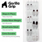 GORILLA GRIP Over the Door Shoe Organizer, 2 Pack, 24 Breathable Mesh Pockets, Space Saving Hanging Storage Holder, Closet Rack Hanger Holds Up to 40 lbs, Hangs on Closets, Shoes, Accessories, White
