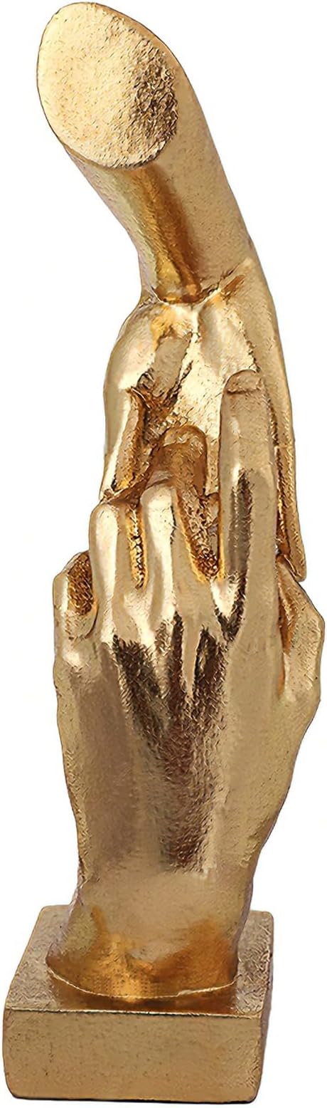 Golden Hands Sculpture Elegant Resin Home Decor Hands Statues Versatile Love Ornament,Perfect for Bedroom, Office Desktop, Cabinets,Wedding (Hold Hands)