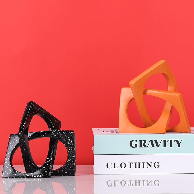 Modern Geometric Sculpture White Knot Statue Decor, Home Bookcase Centerpiece Jax Decorative, Tabletop Sculpture and Figurines, for Home Decor Accent Cube Ornaments