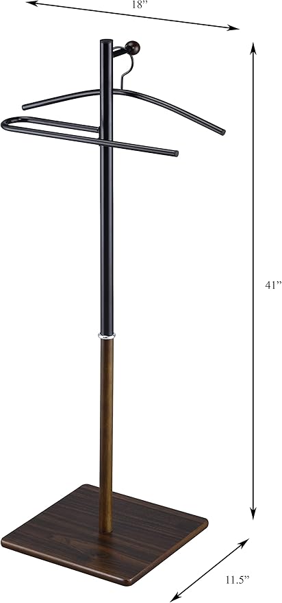 Proman Products VL17242 Kumo Freestanding Metal Valet Stand Organizer with Removable Hanger, Trouser Bar, White, 11.5" W x 11.5" D x 41" H