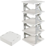Foldable Shoes Organizer, 5-Tier Vertical Shoe Rack, Narrow Shoe Storage for Entryway, Front Door, Closet, Bedroom, Hallway