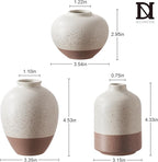 Ceramic Vase Set of 3, Vases Home Decor Rustic Farmhouse Decor, Small Pottery Vases for Bouquet Pampas Grass Dried Fresh Flowers, Living Room, Kitchen, Bedroom, Bathroom, Mantel Decor - Beige&Brown