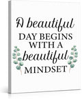 Motivational Eucalyptus Wall Art Decor, Inspirational Green Botanical Pictures Positive Quotes Canvas Painting Posters for Office Living Room Bedroom Decoration (11.5 X 15 Inches, Framed)