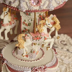 Vintage Carousel Music Box - Rotating Horse Musical Figurine,Carrusel De Navidad, Ideal Birthday, Christmas, Valentine's Day Gift for Girls, Women, Girlfriend, Mom Home Décor & Gift(Off White)
