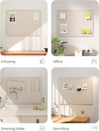 Fluxynara Bulletin Board, 23.6" x 17.5" Cork Board Alternative with 12 Safe Removable Adhesive Tabs, Foldable Felt Pin Board for Home Office, Classroom, Bedroom,Entryway for Walls—Oatmeal