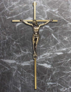 ACHIBANG Gold Crucifix Wall Cross - 10" Catholic Metal Cross with Jesus & INRI, Faith Decor for Wall or Door Display