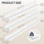 HOOBRO Floating Shelves, Wall Shelf Set of 3, 35.4 Inches Hanging Shelf with Raised Edge and Invisible Brackets, for Bathroom, Bedroom, Kitchen, Office, Living Room Decor, White WT90BJ01