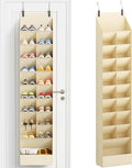 Lifewit 10 Tier Over the Door Shoe Organizer with 19 Large Deep Pockets, Fabric Hanging Shoes Shelf for Closet, Dorm Storage, Fit Up to 20 Pair Shoe Rack Holder for Sneakers, Boots, Beige