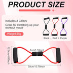 Figure 8 Fitness Resistance Bands with Handles, Exercise Elastic Bands for Women Arm Shoulder Back Leg Chest Stretch, Workout Equipment for Yoga, Pilates, Physical, Therapy, Home Gym Fitness, 3 Pack
