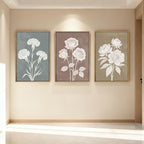 BINCUE Boho Floral Wall Painting Framed Botanical Wall Art Decor Flower Print Flower Artwork Floral Art Prints Flowers Pictures for Living Room Bedroom Dining Room Farmhouse 16x24 Inch Set of 3 Gift