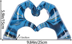 Colourful hand heart decoration, heart hand statue, love finger sculpture wedding decoration, suitable for bookshelf coffee table office bedroom TV cabinet bookshelf small ornaments home decoration.