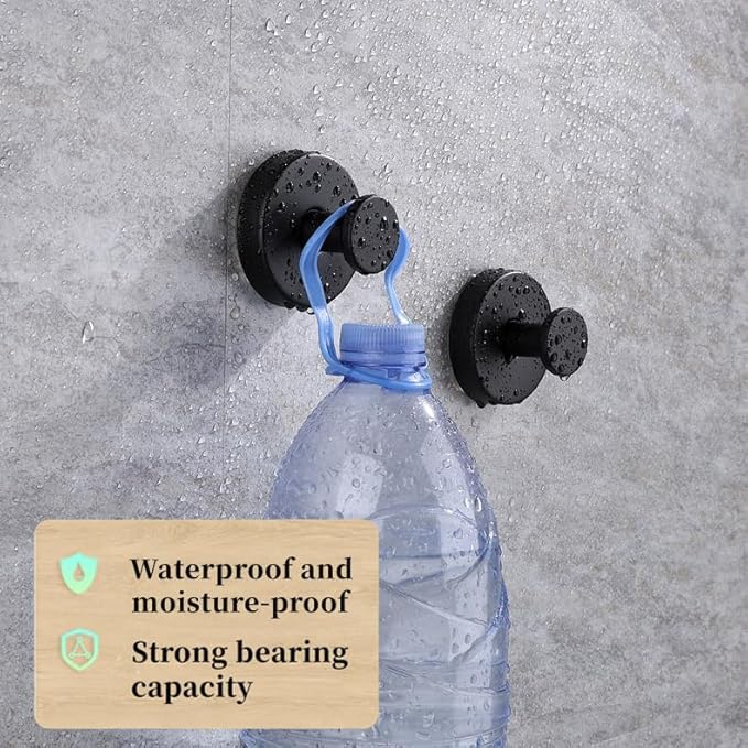 Linwnil Suction Cup Wreath Hanger，Suction Cup Hooks Hanging 10 Lbs，Waterproof Suction Cup Wreath Holder for Windows, Shower, Wreaths，Smooth Doors (2, Black)