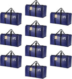 Cryster 10-Pack Blue Moving Bags with Strong Zippers,Heavy Duty Storage Totes With Comfortable Handles,Large Storage Totes for Student Supplies