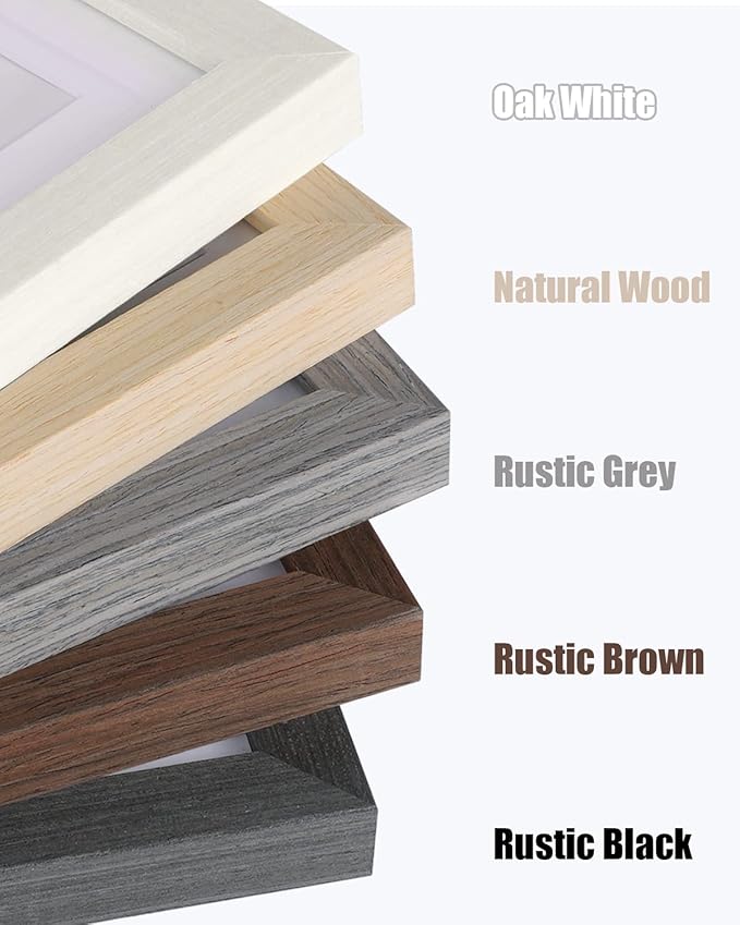 Egofine 5x7 Picture Frames Set of 4, Made of Solid Wood Covered by Plexiglass 3.5x5 and 4x6 with Mat or 5x7 without Mat, for Table Top Display and Wall Mounting Photo Frame Light Grey